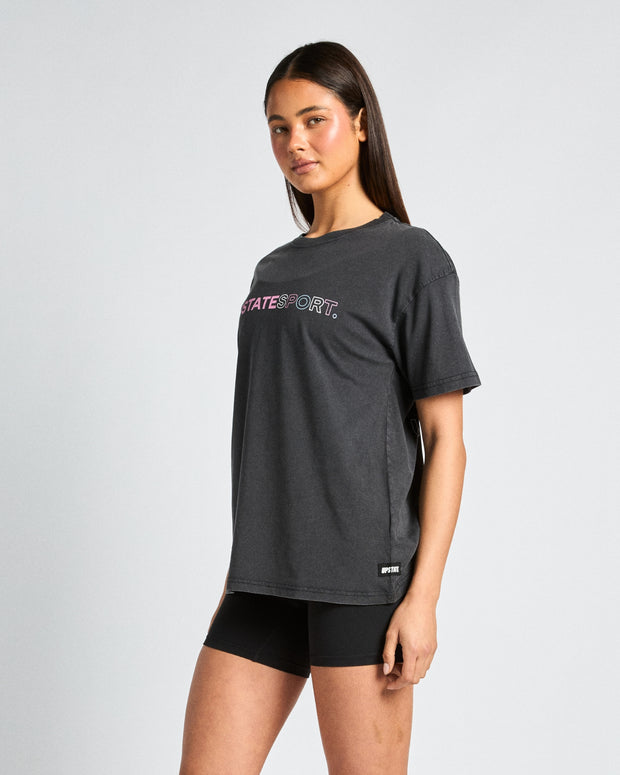 Thrive Tee - Washed Black Stacked