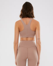 Rouched V Neck Crop - Mocha