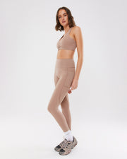 Rouched V Neck Crop - Mocha