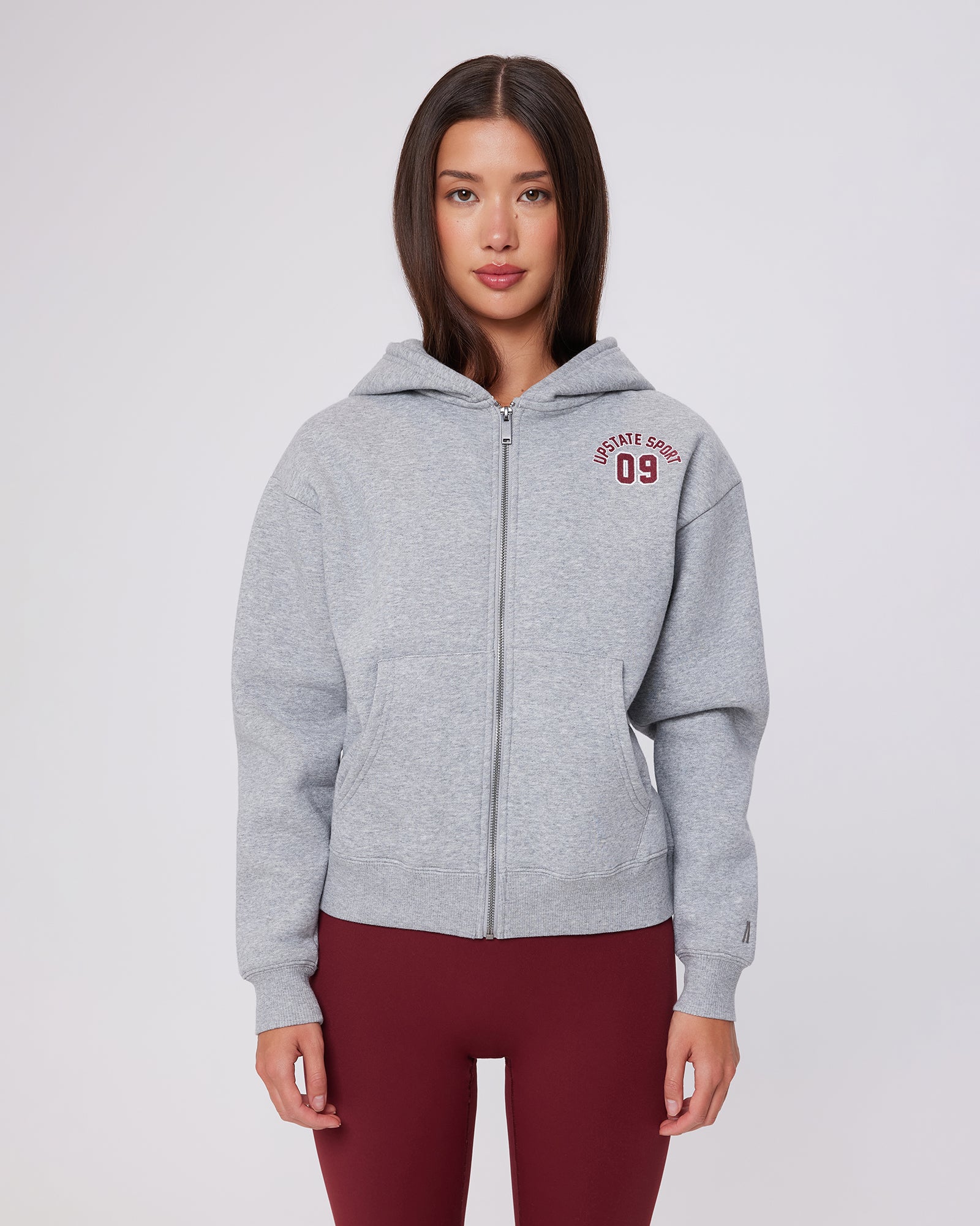 Zip Through Hoodie Grey Marle | Women's Zip Hoodie – Upstate Sport
