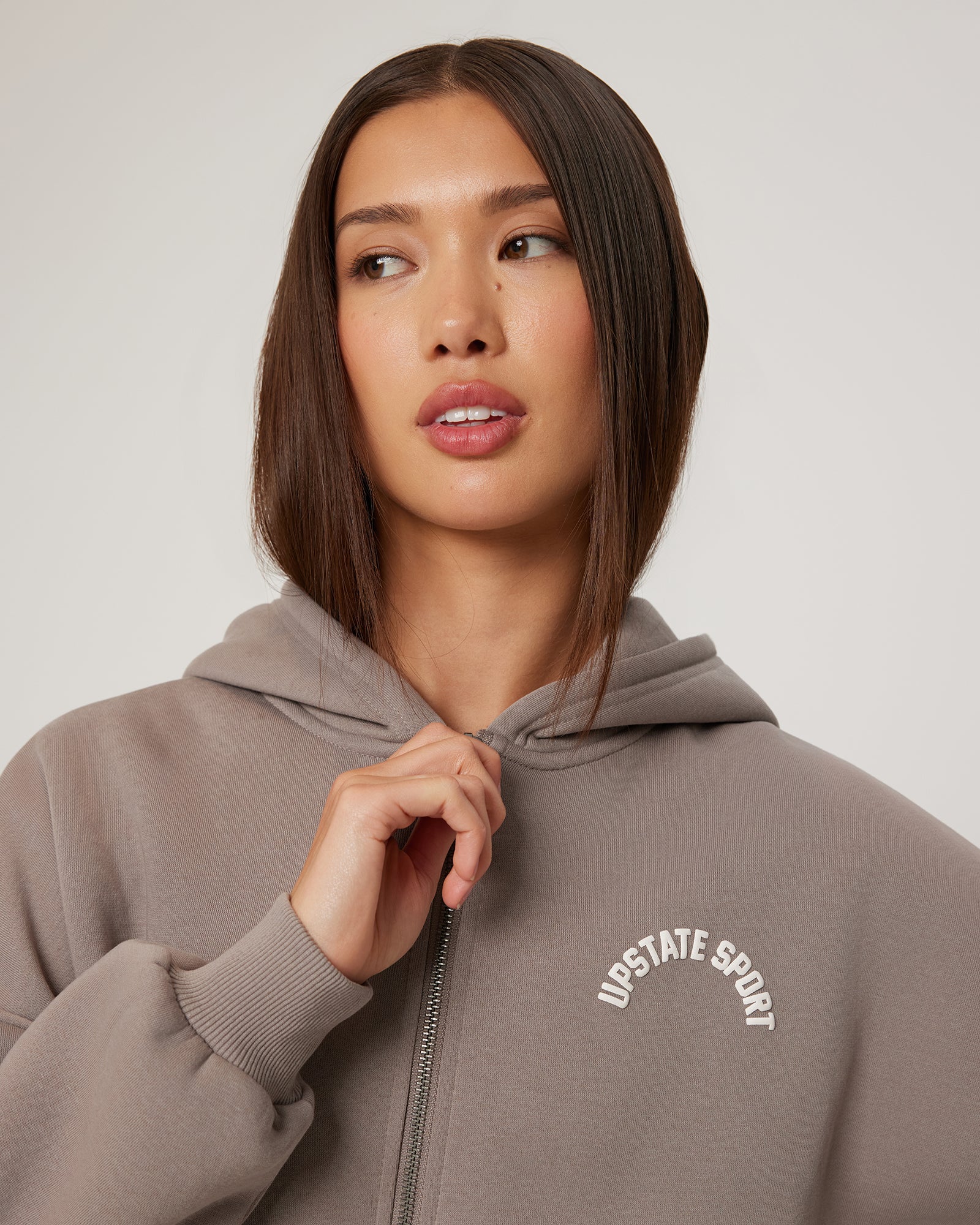 Cropped Zip Through Hoodie Cinder | Women's Cropped Zip Hoodie