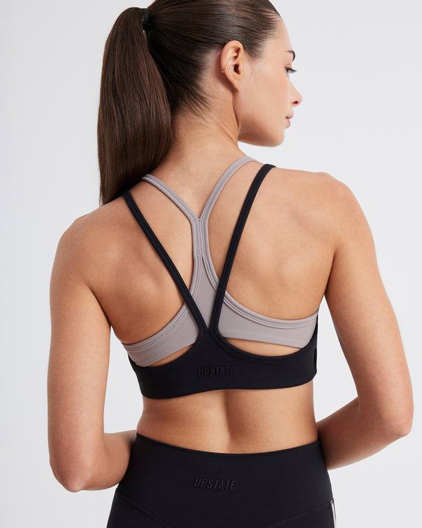 Air Sculpt Strappy Layered Crop - Black