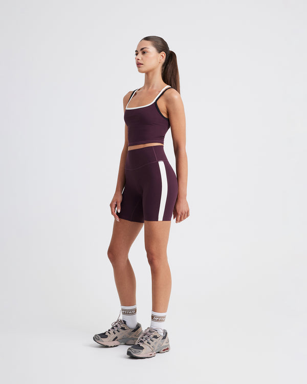 Air Sculpt Stripe Bike Short - Merlot