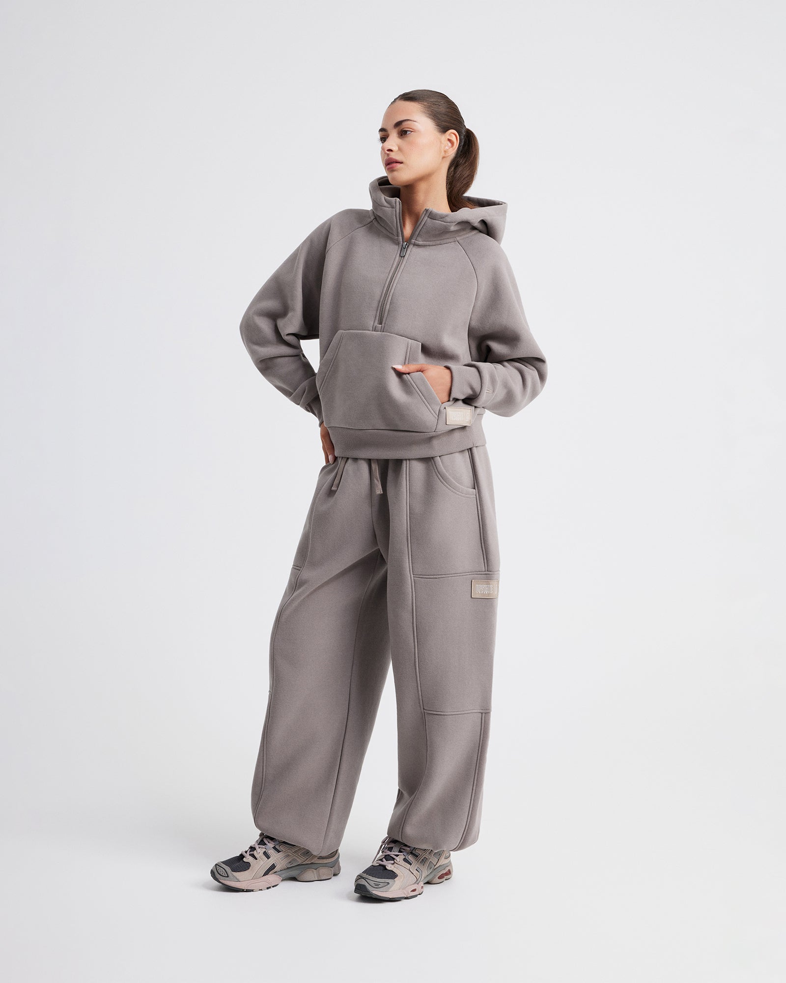 Plush Cropped Half Zip Hoodie - Cinder – Upstate Sport