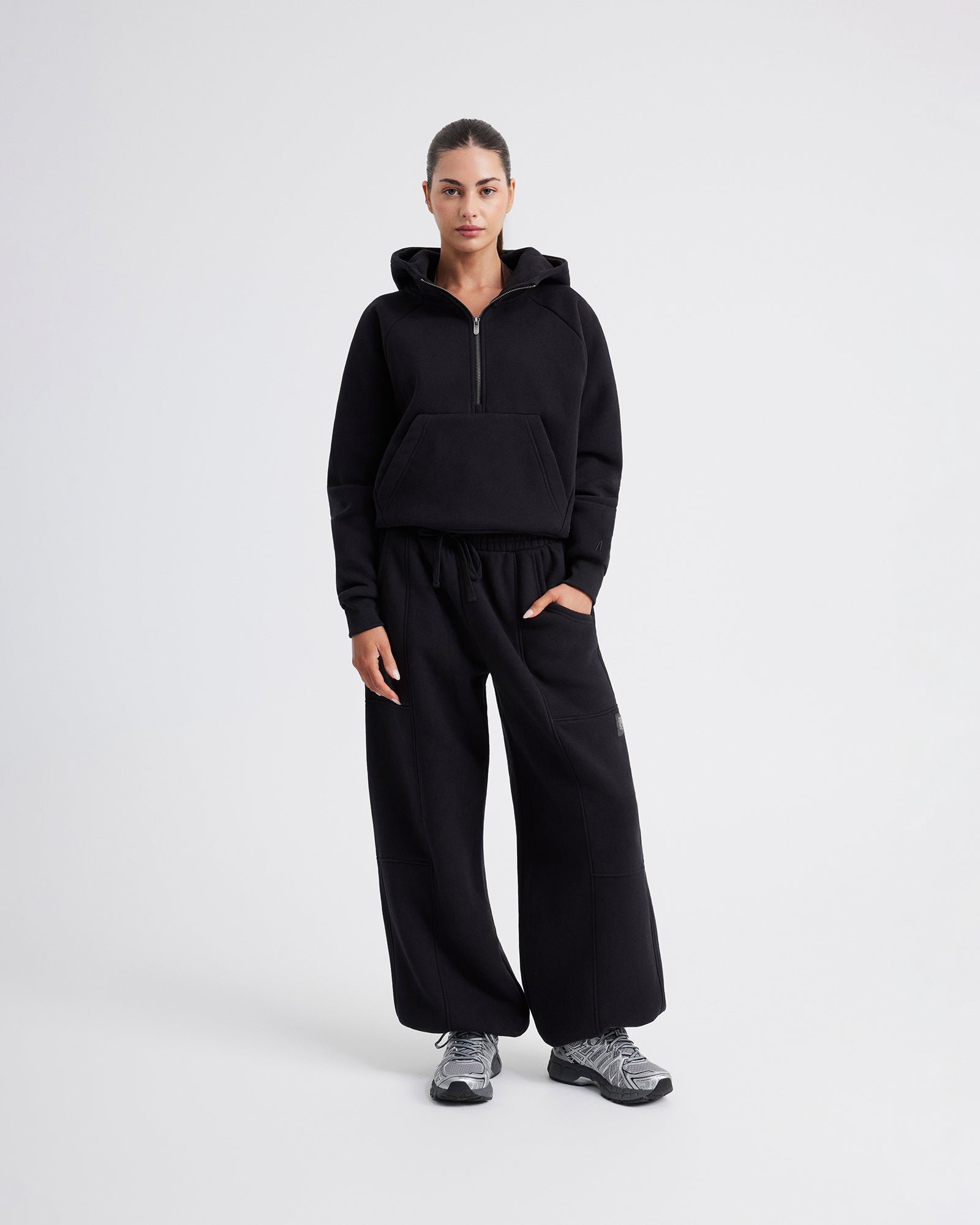 Plush Cropped Half Zip Hoodie - Black – Upstate Sport