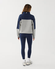 Half Zip Panelled Crew - Grey Marle / Night Sky