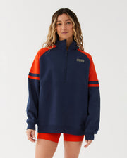 Vital Half Zip Pullover Crew - Night Sky / Flame Red