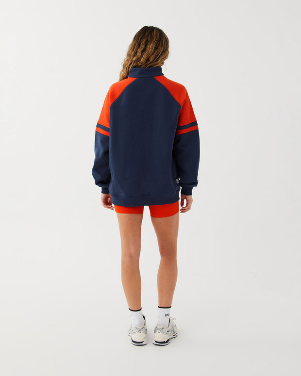 Vital Half Zip Pullover Crew - Night Sky / Flame Red