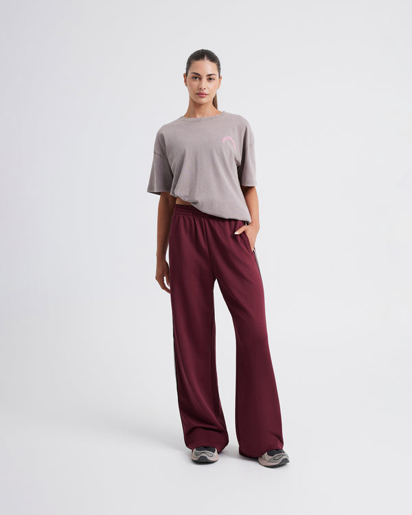 Wide Leg Knit Pant - Warm Cherry