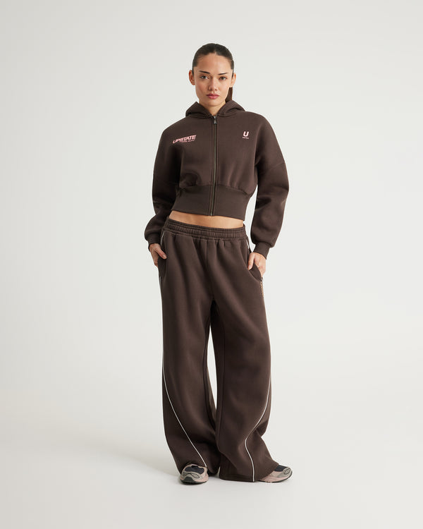 Cropped Zip Thru Hoodie - Espresso