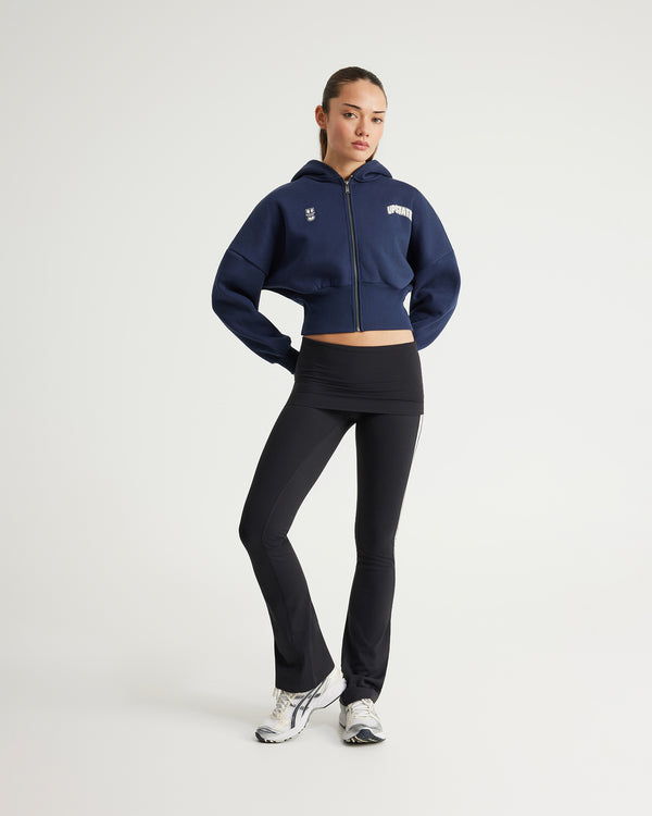 Cropped Zip Thru Hoodie - Midnight Navy