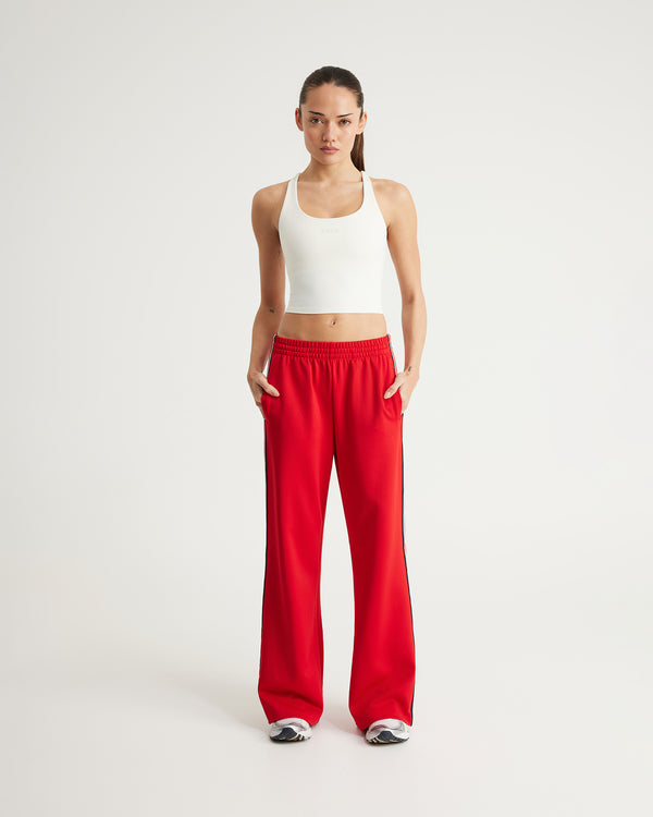 Wide Leg Knit Pant - Crimson