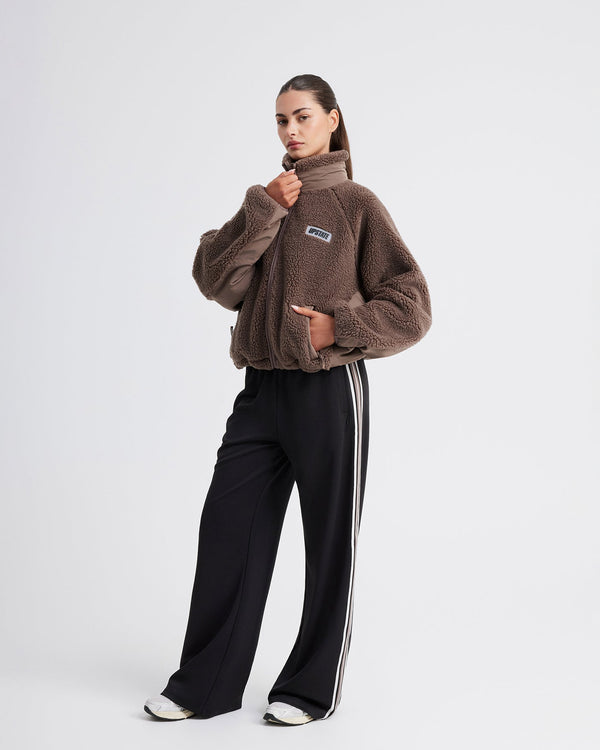 Sherpa Cropped Zip Through - Chocolate