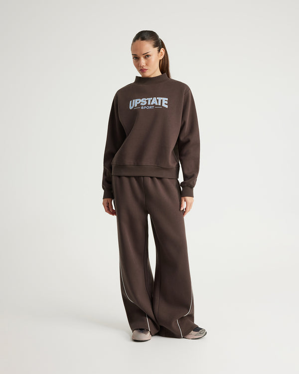 College Mock Neck - Espresso