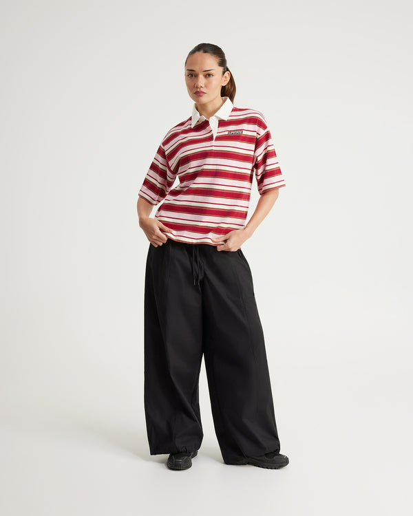 Stripe Rugby Top - Crimson/Blush/Moccha