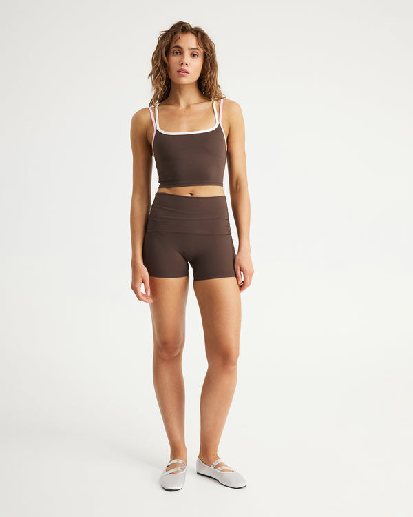 Air Sculpt 4 Inch Roll Over Short - Espresso /Floss
