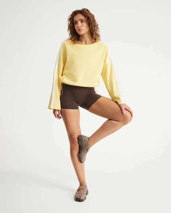 Terry Boxy Crop Long Sleeve Top - Lemonade