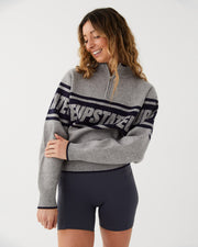 Half Zip Knit - Grey Marle / Navy