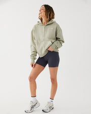 Half Zip Panelled Hoodie - Taupe