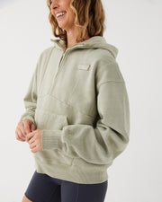 Half Zip Panelled Hoodie - Taupe