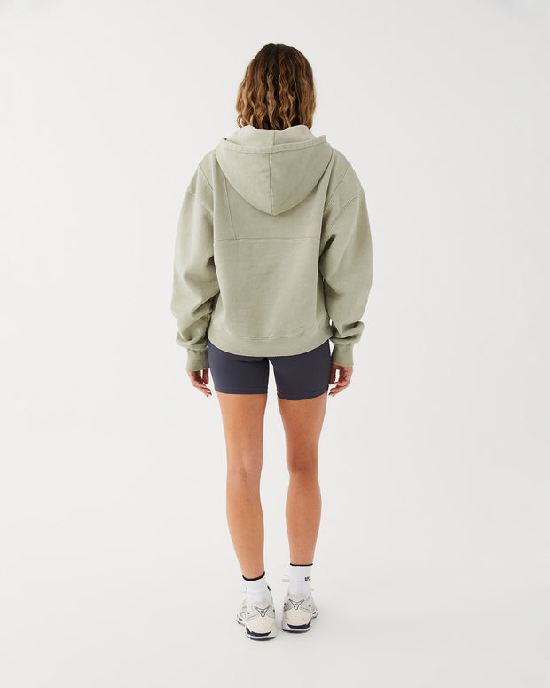 Half Zip Panelled Hoodie - Taupe